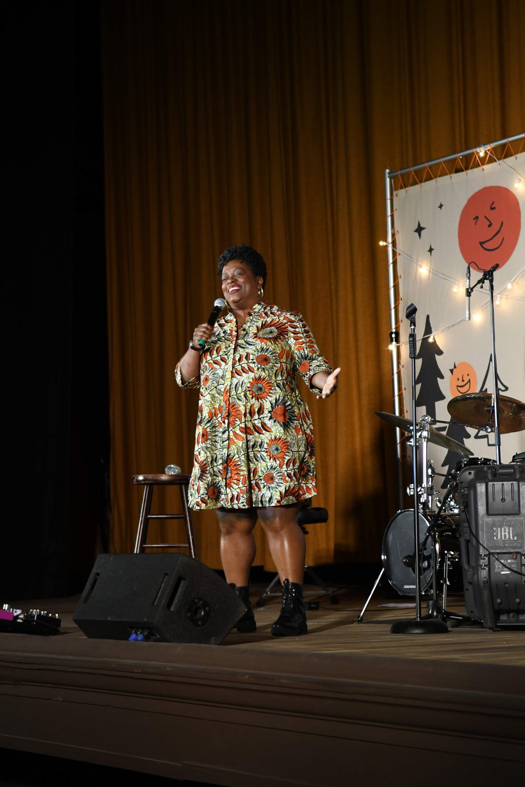 Erin Jackson performing a stand-up set