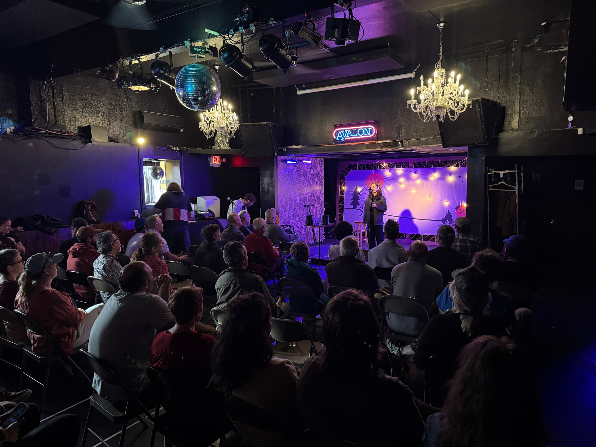 A full room at The Avalon Lounge during a stand-up show