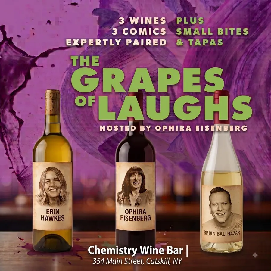 Poster artwork for Grapes of Laughs - Comedy Wine Pairing
