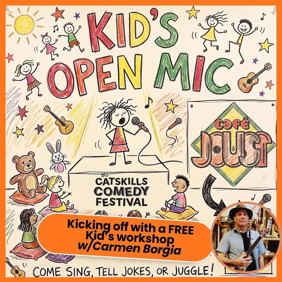 Poster artwork for Kid's Open Mic and Workshop ages 7-14 - FREE